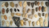 Large group of assorted field found artifacts all found in central Illinois. Largest is 3 1/2
