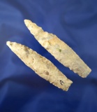 Pair of Missouri Lances, one has an ancient Inpact fracture that runs down the blade edge.