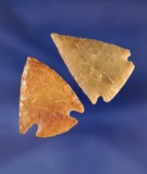 Nice pair of Western U.S. corner cornernotch arrowheads, largest is 1 3/8