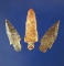 Set of three nice stemmed arrowheads, largest is 1 1/8