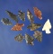 Group of 12 assorted Columbia River arrowheads, largest is 13/16