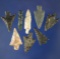 Set of eight assorted arrowheads, largest is 15/16