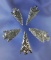 Set of five obsidian arrowheads found near Ft. Rock Oregon. Largest is 1 1/16