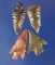 Set of four Columbia River arrowheads, largest is 1