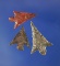 Set of three Columbia Plateau arrowheads, largest is 1 1/16