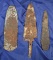 Group of three metal trade era relics including two knives and a very large spear - Columbia River.