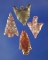 Set of five assorted Columbia River Gempoints, largest is 3/4