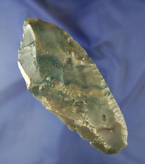 Large 5 7/8" Uniface Knife found at the Sink site in Idaho.Beautiful mottled green material.