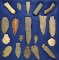 Frame of 19 Surface found Artifacts including knives, points, knapping tools and a loafstone - TN.