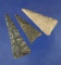 Set of three well made Ohio Triangle points, largest is 2 7/16