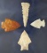 Set of four arrowheads found in Pasco and Manatee Co.,  Florida, largest is 1 7/8