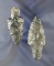 Pair of Upper Mercer Flint Adena Points found in Ashland Co., Ohio. Largest is 3 1/8