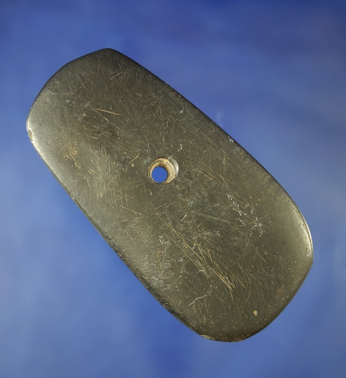 3 3/4" Green Slate Pendant found in Ohio. Ex. Von Hilliard Collection. Comes with a Dickey COA.