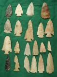 Large group of 21 field found Arrowheads from the Peoria/Marshall Counties areas of Illinois.