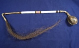 Vintage Horse-tail Beaded Ball Club - Plains Indian. Leather near ball has a few repair stitches.