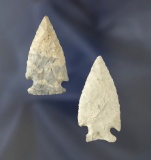 Pair of Intrusive Mound Points found in Ohio, largest is 1 13/16