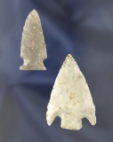 Pair of Flint Ridge Arrowheads found in Ohio, largest is 1 3/4