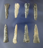 Set of eight Flint Drills found in Ohio. Largest is 1's 15/16
