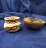 Pair of miniature pottery vessels including a 3