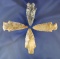 Set of four nice arrowheads found in Ohio including a beautiful Flint Ridge Flint 2 1/2
