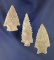 Set of three arrowheads including a Pelican Lake, Wendover point and a Texas Uvalde point.