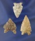 Set of three nice arrowheads found in South Dakota, largest is 1 3/8