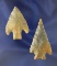 Pair of nicely styled arrowheads found in Alabama, largest is 2 1/4