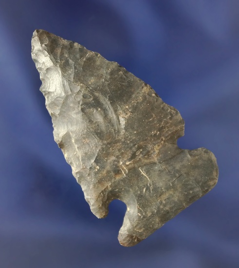 2 3/8" nicely patinated Coshocton Flint Archaic Cornernotch found near Kirksville Ohio.