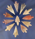 Set of 12 above average African Neolithic arrowheads found in the northern Sahara desert