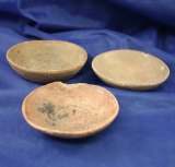 Set of three pre-Columbian miniature pottery bowls. Largest is 3 3/4