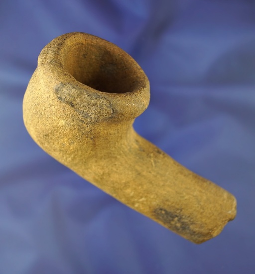Large and nice! 4 3/4" sandstone Elbow Pipe - eastern North Carolina collection. Dickey COA.