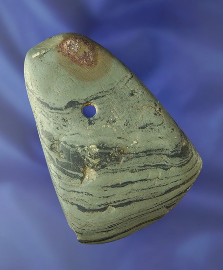 3 1/16" banded slate Pendant found in Ross Co., Ohio.