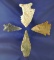 Set of four assorted arrowheads found in Kentucky. Largest is 1 7/8