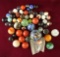 Large group of assorted old marbles which came in with a collection.