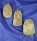 Set of three Hardstone Celts in nice condition found in Ohio. Largest is 3 1/4