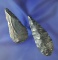 2 Archaic Knives made from Upper Mercer Flint and found in Huron Co., Ohio.  Largest is 2 7/8