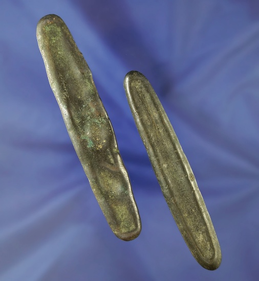 Pair of forged metal "Canoe Money" from the 1800s from Thailand. Largest is 4 5/16".