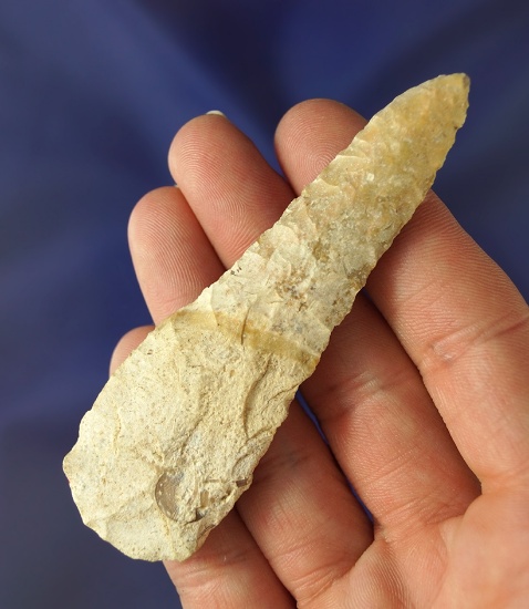 3 9/16" Burlington chert Drill found in Illinois. From the Lloyd Reinking collection.