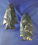 Pair of Archaic Points found in Lorain Co., Ohio.  Largest is 3 1/4