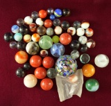 Large group of assorted old marbles which came in with a collection.