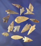 Group of 15 assorted African Neolithic arrowheads from the northern Sahara desert region.