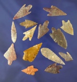 Group of 14 assorted African Neolithic arrowheads from the northern Sahara desert region.