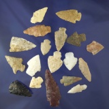 Set of 18 Texas area artifacts, a couple are damaged in a couple have minor modern retouch.