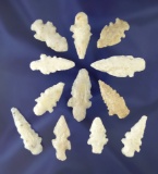 12 assorted New Mexico arrowheads, many are very nice! Largest is 1 9/16