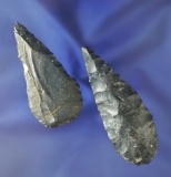 2 Archaic Knives made from Upper Mercer Flint and found in Huron Co., Ohio.  Largest is 2 7/8