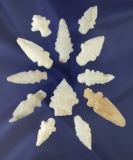 12 assorted New Mexico arrowheads, many are very nice! Largest is 1 9/16