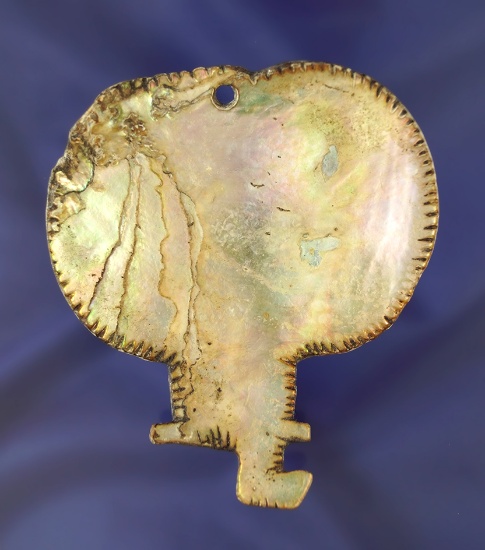 Rare style! 3 1/16" abalone shell Chumash "Banjo Pendant" found near Morro Bay California.