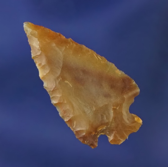 1 1/8" cornernotch made from a flake of beautiful multi-colored semi translucent Agate.