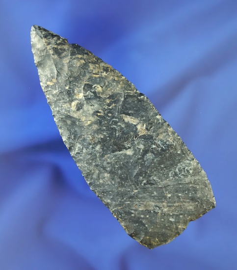 4 5/16" thin and nicely flaked Coshocton Flint Triangular Blade found in Henry Co.,  Indiana.