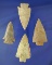 Set of four midwestern arrowheads, largest is 2 13/16
